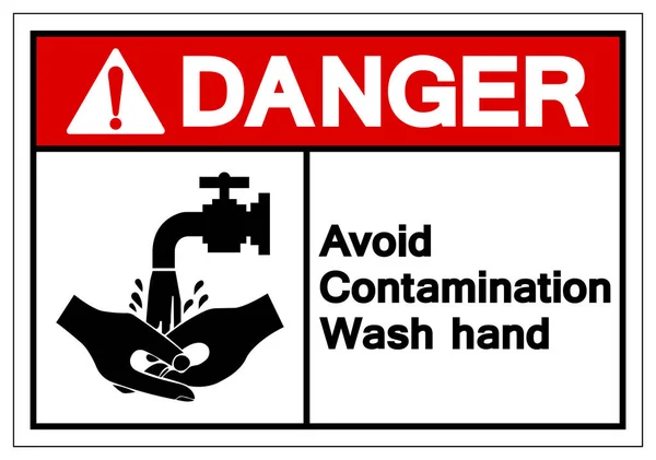 Gevaar Vermijd besmetting Wash hand symbool teken, vector illustratie, isoleren op witte achtergrond label. Eps10 — Stockvector