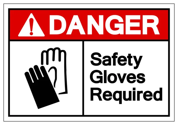 Danger Gants de sécurité requis Symbole Signe, Illustration vectorielle, Isoler sur l'étiquette de fond blanc. PSE10 — Image vectorielle