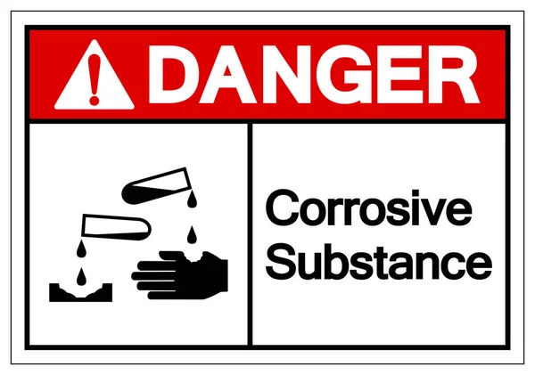 Sinal de Símbolo de Substância Corrosiva de Perigo, Ilustração de Vetor, Isolar na Etiqueta de Fundo Branca. EPS10 —  Vetores de Stock