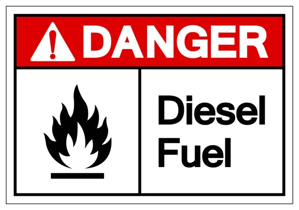 Pericolo Diesel segno simbolo del carburante, illustrazione vettoriale, isolare su etichetta sfondo bianco. EPS10 — Vettoriale Stock