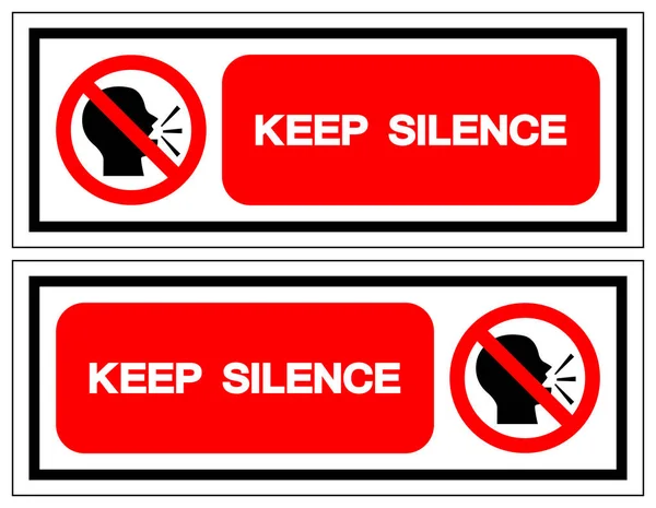 Mantenga Signo de Símbolo de Silencio, Ilustración de Vectores, Aísle en la Etiqueta de Fondo Blanco. EPS10 — Archivo Imágenes Vectoriales