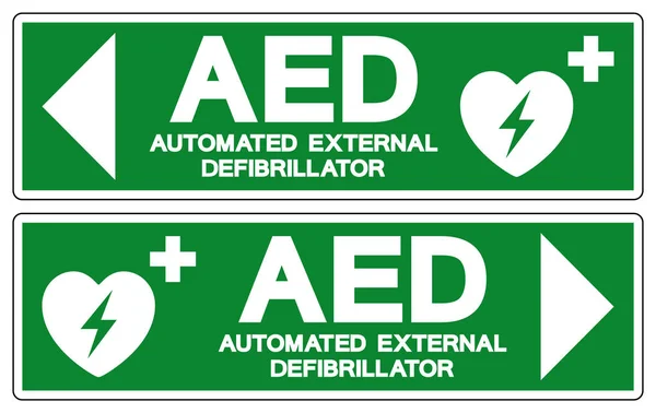 Zautomatyzowany symbol defibrylatora zewnętrznego AED, ilustracja wektora, izolacja na białym tle etykiety .EPS10 — Wektor stockowy