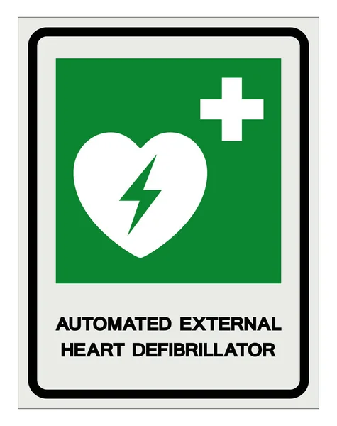 Sinal externo automatizado do símbolo do desfibrilador de AED, ilustração do vetor, isolar na etiqueta de fundo branca .EPS10 — Vetor de Stock