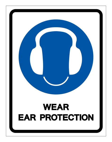 耳保護記号記号、ベクトルイラスト、白い背景ラベルに分離された着用。エプス10 — ストックベクタ