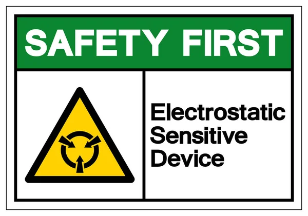 Señal de símbolo de primer dispositivo sensible electrostático (ESD) de seguridad, ilustración de vectores, aislamiento en la etiqueta de fondo blanco .EPS10 — Archivo Imágenes Vectoriales