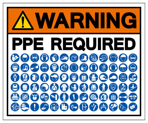 Warning PPE Required Symbol Sign, Vector Illustration, Isolate On White Background Label. EPS10 
