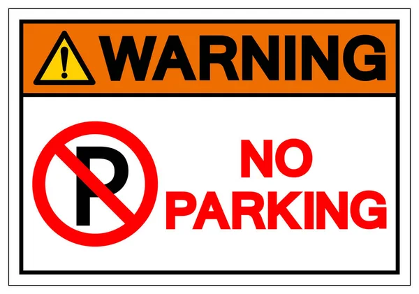 Ostrzeżenie brak symbol parkowania znak, ilustracja wektorowa, wyizolować na białym tle etykiety. Eps10 — Wektor stockowy