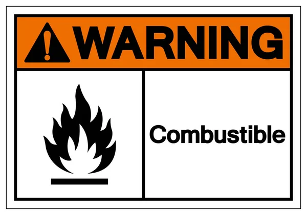 Señal de símbolo combustible de advertencia, ilustración vectorial, aislamiento en la etiqueta de fondo blanco. EPS10 — Vector de stock
