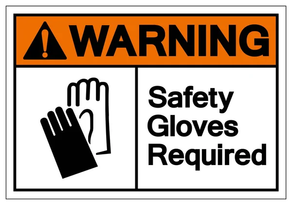 경고 안전 장갑 은 기호 기호, 벡터 그림, 흰색 배경 레이블에 격리가 필요합니다. Eps10 — 스톡 벡터