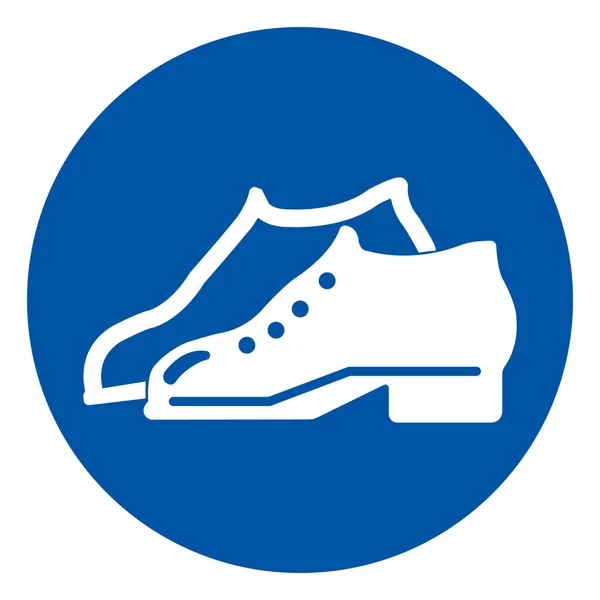 Ingesloten schoenen zijn vereist in het productiegebied symbool teken, vector illustratie, isoleren op witte achtergrond pictogram. Eps10 — Stockvector