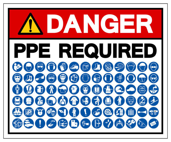 Danger PPE Required Symbol Sign, Vector Illustration, Isolated On White Background Label .EPS10  