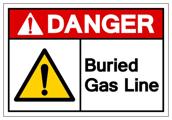 Gefahr verschüttete Gasleitung Symbol Zeichen, Vektorabbildung, isolieren auf weißem Hintergrund Etikett. eps10 — Stockvektor