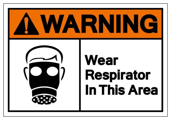 Προειδοποίηση φθορά αναπνευστήρας σε αυτή την περιοχή σύμβολο συμβόλου, εικόνα διάνυσμα, απομόνωση σε λευκό φόντο ετικέτα. Eps10 — Διανυσματικό Αρχείο