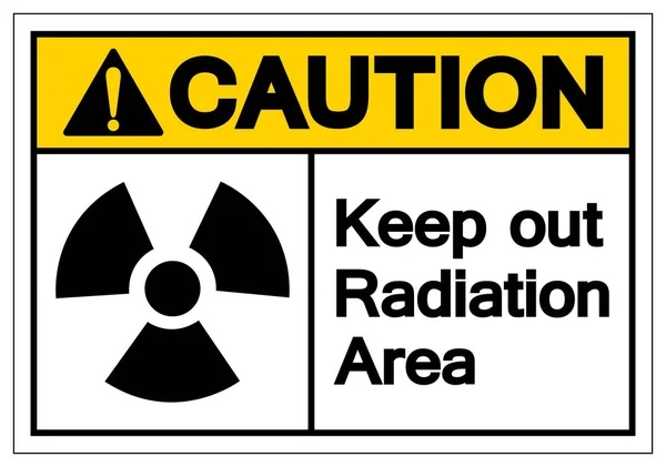 Dikkat radyasyon alanı sembol işareti, vektör illüstrasyon, beyaz arka plan etiketi üzerinde izole uzak tutun. Eps10 — Stok Vektör