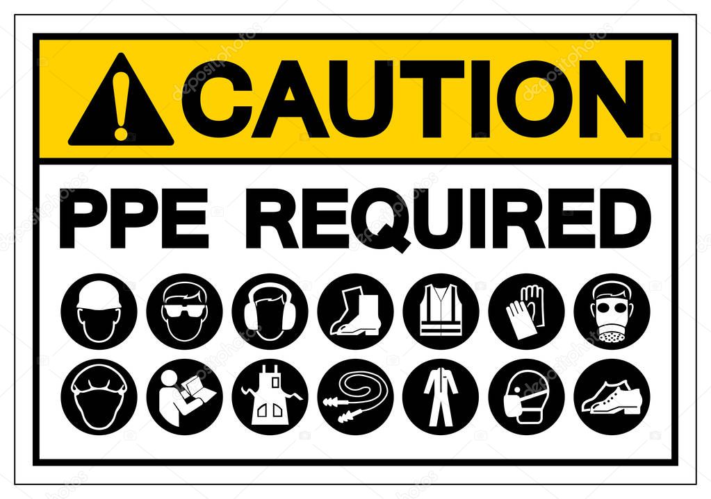 Caution PPE Required Symbol Sign, Vector Illustration, Isolate On White Background Label. EPS10 