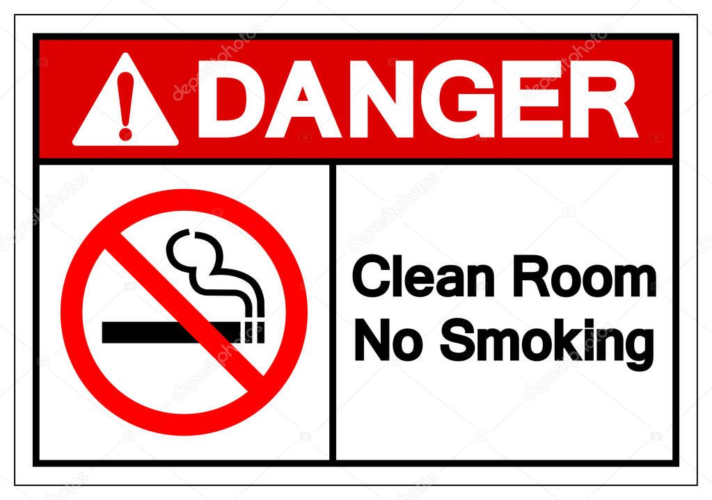 Danger Clean Room No Smoking Symbol Sign, Vector Illustration, Isolate On White Background Label. EPS10 