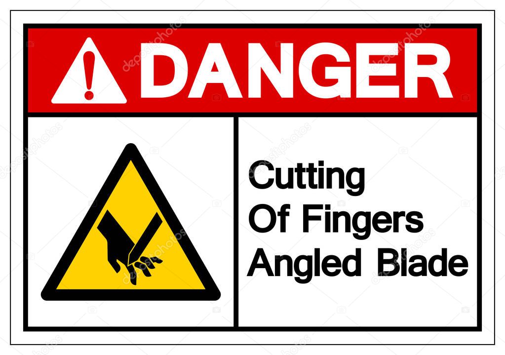 Danger Cutting Of Fingers Angled Blade Symbol Sign, Vector Illustration, Isolate On White Background Label .EPS10