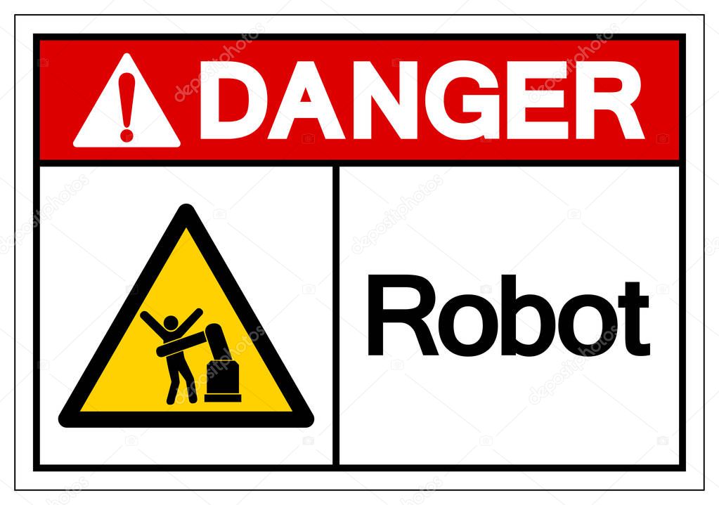 Danger Robot Symbol Sign, Vector Illustration, Isolate On White Background Label .EPS10 