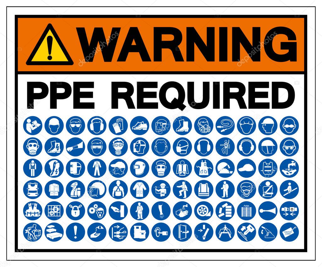 Warning PPE Required Symbol Sign, Vector Illustration, Isolate On White Background Label. EPS10 
