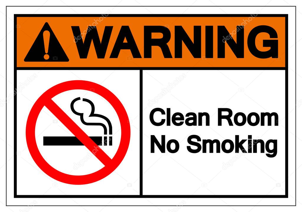 Warning Clean Room No Smoking Symbol Sign, Vector Illustration, Isolate On White Background Label. EPS10  