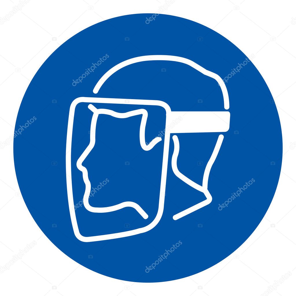 Face Shield Must Be Worn Symbol Sign,Vector Illustration, Isolated On White Background Label. EPS10