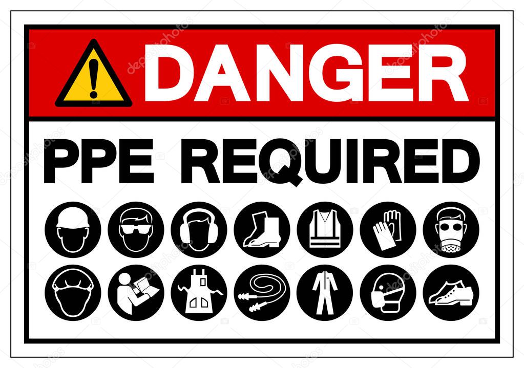 Danger PPE Required Symbol Sign, Vector Illustration, Isolated On White Background Label .EPS10 