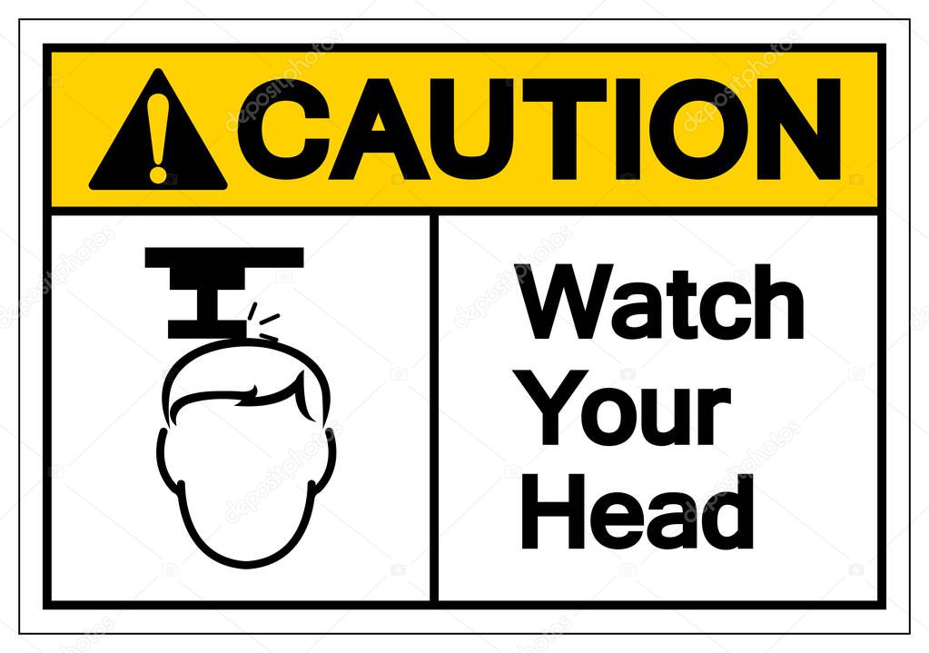 Caution Watch Your Head Symbol Sign, Vector Illustration, Isolate On White Background Label .EPS10 
