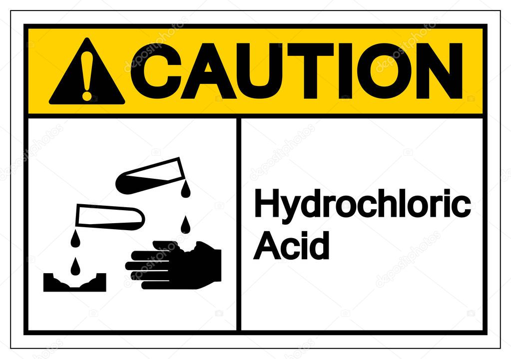 Caution Hydrochloric Acid Symbol Sign ,Vector Illustration, Isolate On White Background Label .EPS10 
