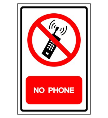 Telefon simgesi işareti yok, vektör çizimi, beyaz arka plan etiketinde yalıtma. Eps10 