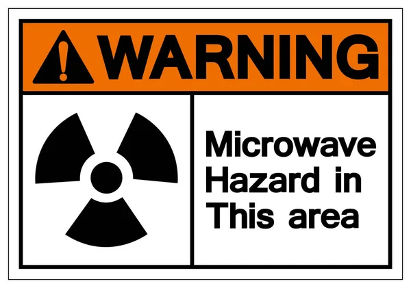 Warnung Mikrowellengefahr in diesem Bereich Symbol Zeichen, Vektorillustration, isolieren auf weißem Hintergrund Etikett. eps10 — Stockvektor