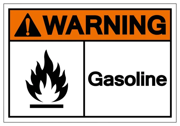 Segnale di avvertimento del simbolo della benzina, illustrazione vettoriale, isolato sull'etichetta bianca dello sfondo .EPS10 — Vettoriale Stock