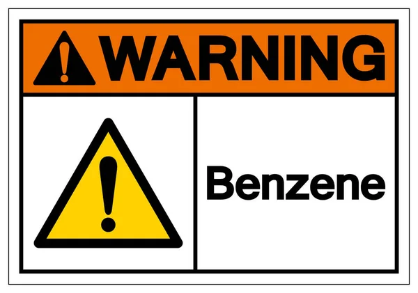 Segnale di avvertimento del simbolo del benzene, illustrazione vettoriale, isolato sull'etichetta bianca dello sfondo .EPS10 — Vettoriale Stock