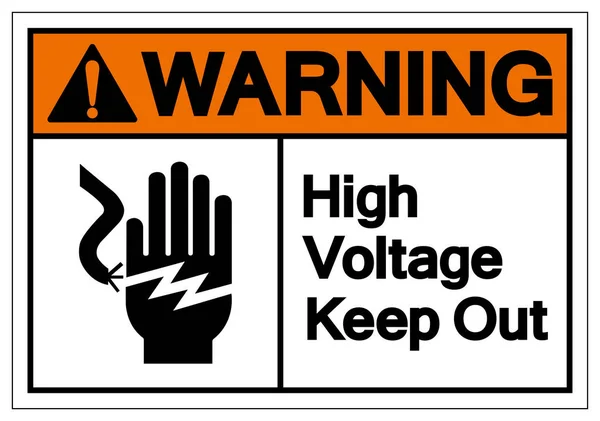 警告高電圧はシンボル記号、ベクトルイラスト、白い背景ラベルに隔離します。エプス10 — ストックベクタ