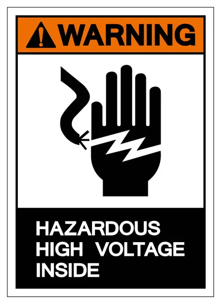 Uyarı Tehlikeli Yüksek Gerilim Içinde Sembol Işareti, Vektör Çizim, Beyaz Arka Plan etiketi üzerinde izole. Eps10 — Stok Vektör