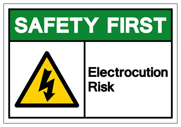 安全第一触电风险符号符号，矢量插图，隔离在白色背景标签上。Eps10 — 图库矢量图片