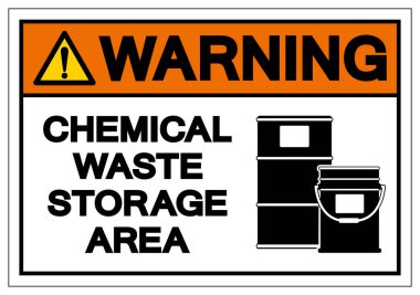 Uyarı Kimyasal Atık Depolama Alanı Sembol İşareti ,Vektör Çizimi, Beyaz Arka Plan Etiketinde Yalıt. Eps10 