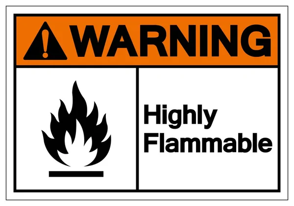 Advertencia Signo de símbolo altamente inflamable, ilustración vectorial, aislamiento en la etiqueta de fondo blanco .EPS10 — Vector de stock