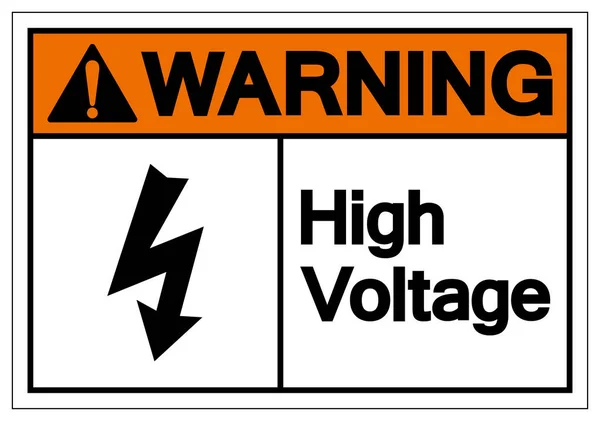 警告高電圧シンボルサイン、ベクトルイラスト、白の背景ラベルに絶縁。EPS10 — ストックベクタ