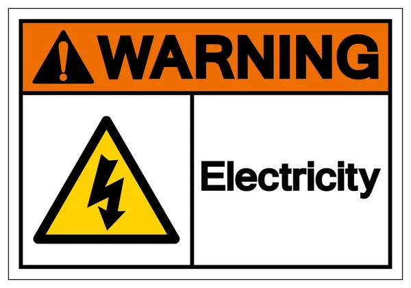 Señal de símbolo de electricidad de advertencia, ilustración vectorial, aislamiento en la etiqueta de fondo blanco. EPS10 — Archivo Imágenes Vectoriales