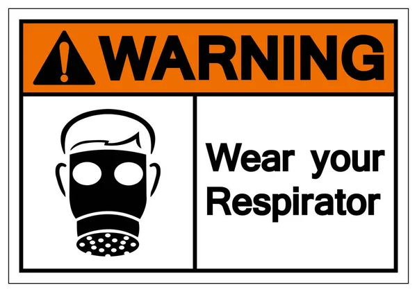 Προειδοποίηση φοράτε το σύμβολο του συμβόλου του αναπνευστήρας σας, απεικόνιση διανύσματος, απομόνωση σε λευκή ετικέτα φόντου. Eps10 — Διανυσματικό Αρχείο