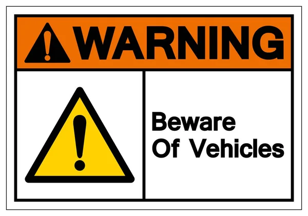 Varning akta dig för fordon symbol skylt, vektor illustration, isolerad på vit bakgrund etikett. Eps10 — Stock vektor