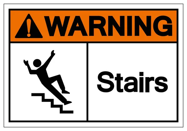 경고 계단 기호 기호, 벡터 그림, 흰색 배경 레이블에 격리. Eps10 — 스톡 벡터