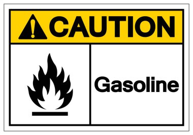 Dikkat Benzin sembolü işareti, vektör illüstrasyon, Beyaz Arka Plan etiketi üzerinde izole . Eps10 