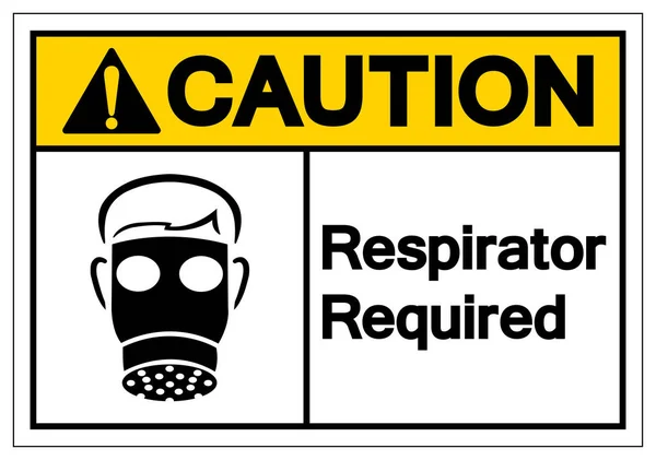 Precaución Respirador Signo de símbolo requerido, ilustración de vectores, aislamiento en la etiqueta de fondo blanco. EPS10 — Vector de stock