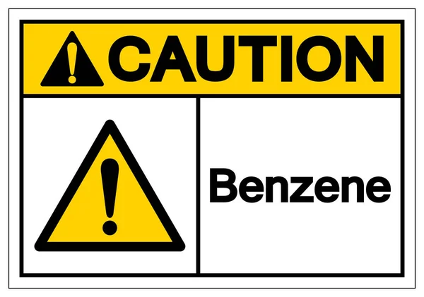 Attenzione segno del simbolo del benzene, illustrazione vettoriale, isolato sull'etichetta bianca dello sfondo .EPS10 — Vettoriale Stock