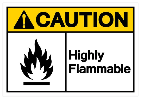 Precaución Signo de símbolo altamente inflamable, ilustración vectorial, aislamiento en la etiqueta de fondo blanco .EPS10 — Archivo Imágenes Vectoriales