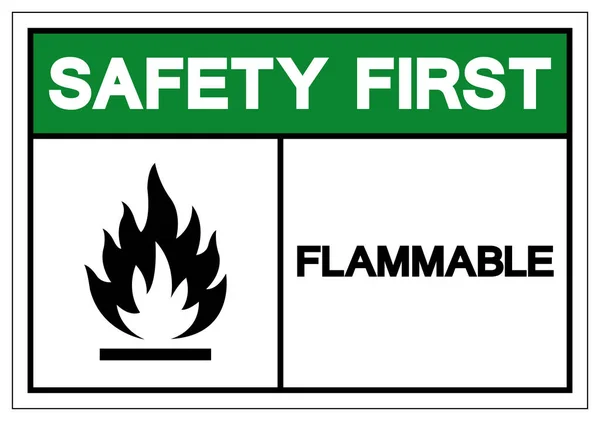 Bezpieczeństwo pierwszy łatwopalny symbol znak, wektor ilustracji, wyizolować na białym tle Label. Eps10 — Wektor stockowy