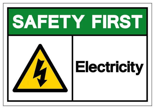 Seguridad Primer signo de símbolo de electricidad, ilustración vectorial, aislamiento en la etiqueta de fondo blanco. EPS10 — Archivo Imágenes Vectoriales