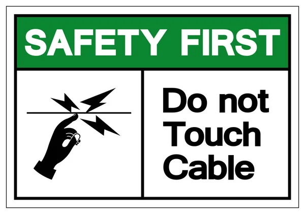 Güvenlik Önce kablo sembol işareti, vektör illüstrasyon, beyaz arka plan etiketi üzerinde yalıtmak dokunmayın. Eps10 — Stok Vektör