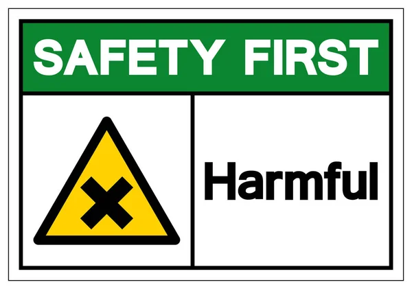 Sicherheit erstes schädliches Symbol Zeichen, Vektorabbildung, isolieren auf weißem Hintergrundetikett. eps10 — Stockvektor